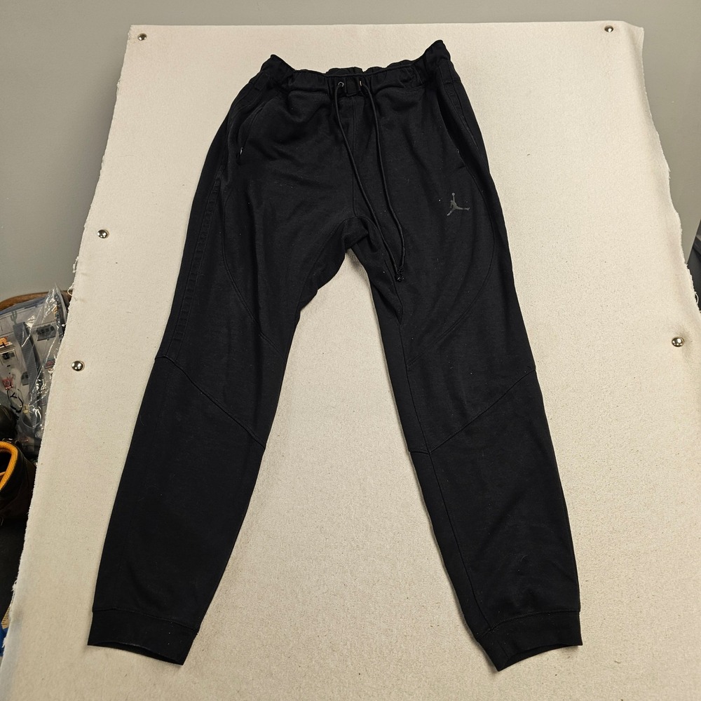 Jordan Mens Dri-FIT Slim Fit Joggers Black Jumpman Sweatpants Large